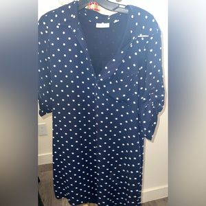 NY & CO. NAVY POLKA DOT SHIRT DRESS - MED